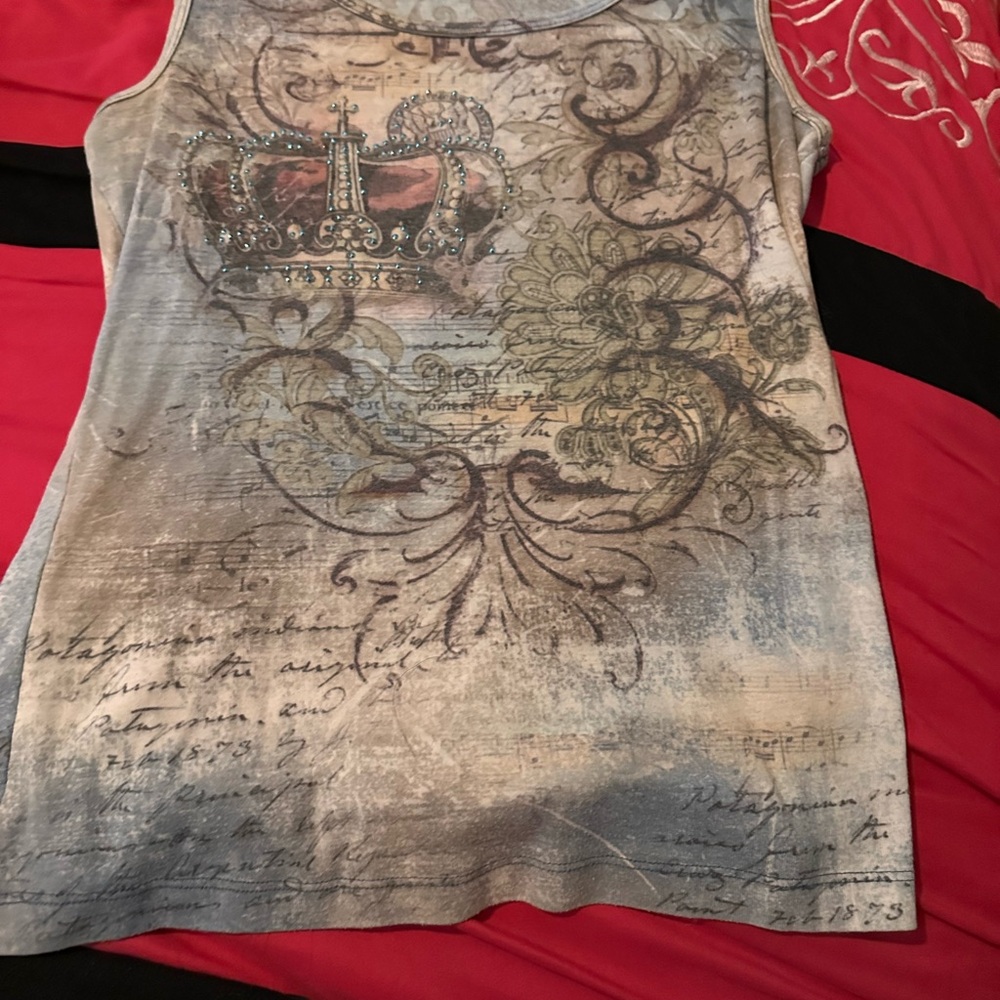 Graphic Tank Top with Crown Design